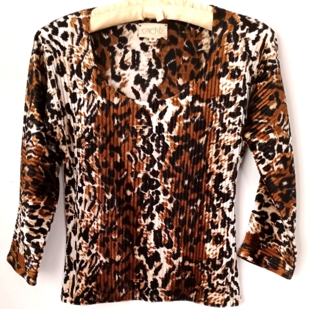 CACHE Animal Print Blouse